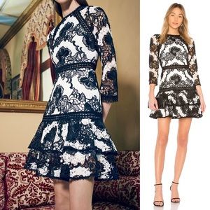 Alexis Black and White Sheena Short lace Dress